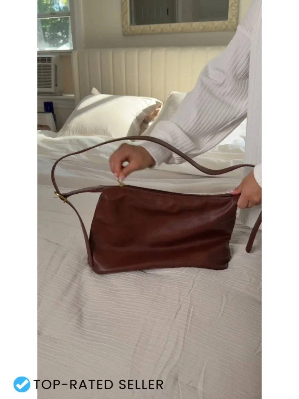 Slouchy Hobo Bag - Soft Vintage Vegan Leather Purse with Adjustable Straps